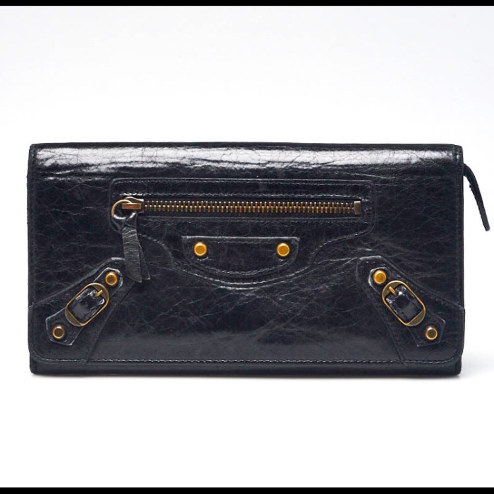 Balenciaga Black Lambskin Leather Classic Wallet